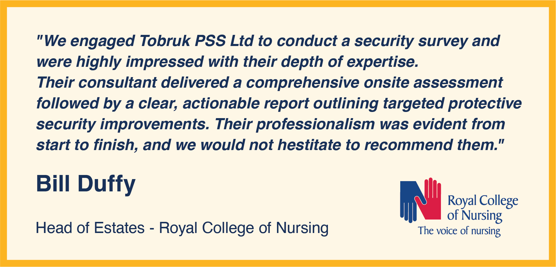 Tobruk Testimonial - Bill Duffy