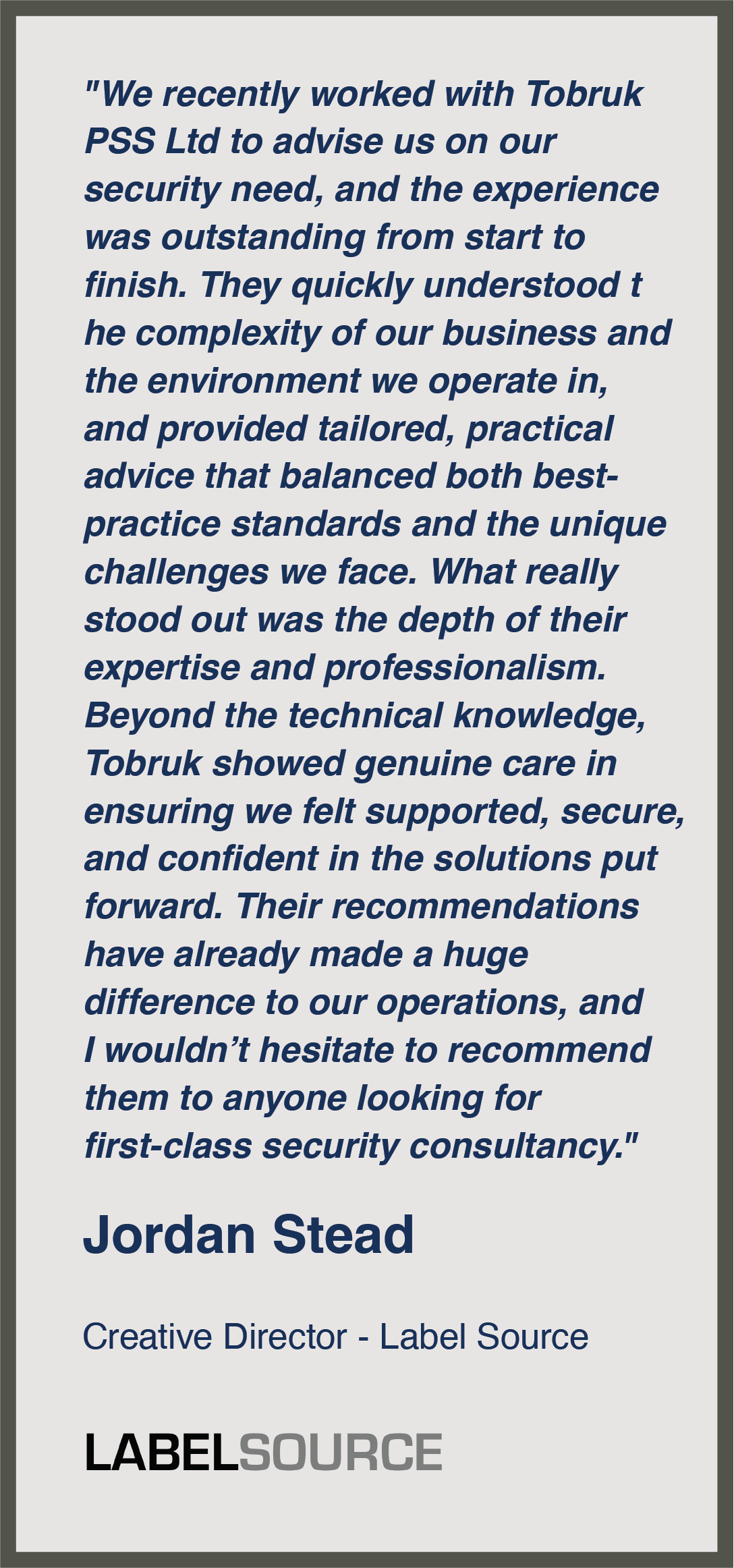 Tobruk Testimonial - Jordan Stead PORTRAIT